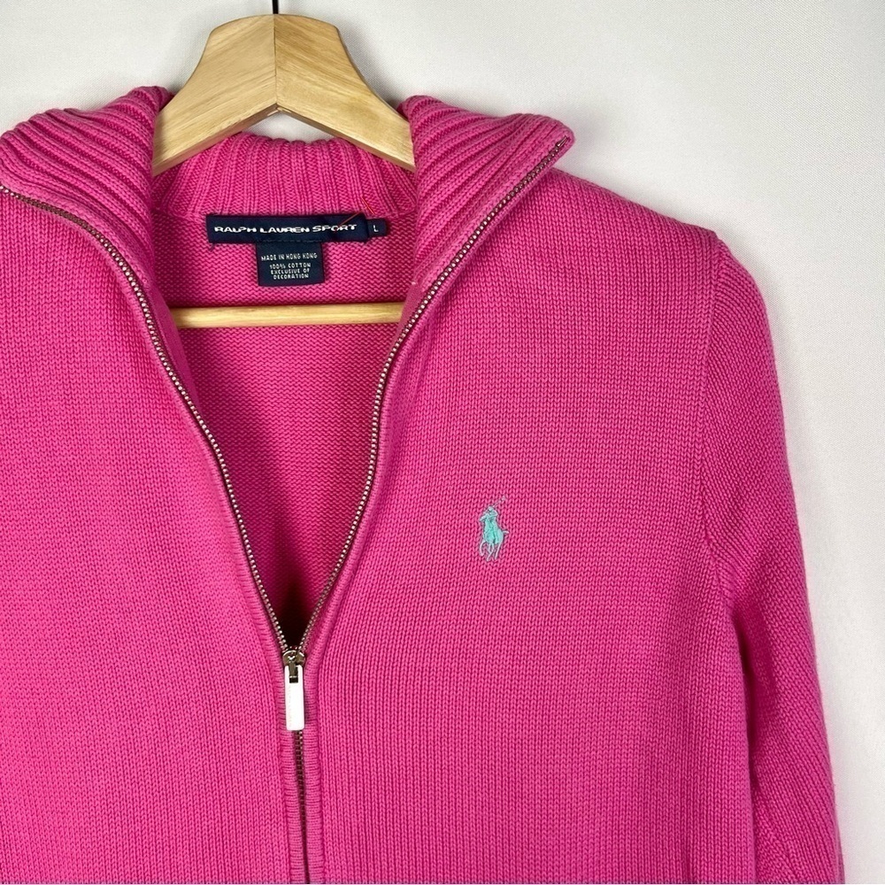 Ralph Lauren Sport Hot Pink Full Zip Tennis Sweater L - Picture 3 of 6